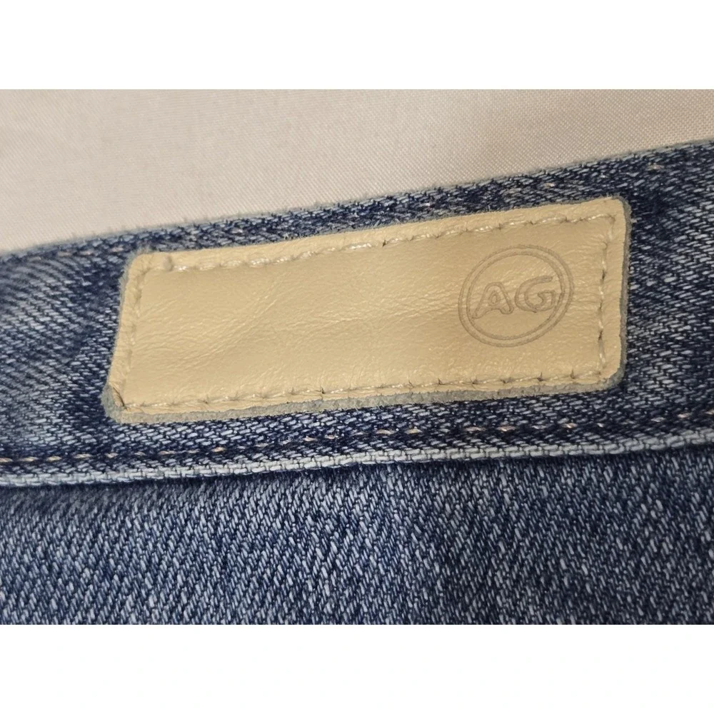 Ag-Ed Denim Adriano Goldschmied MidRise Jeans Fray Hem 27R Med Wash Blue Boot